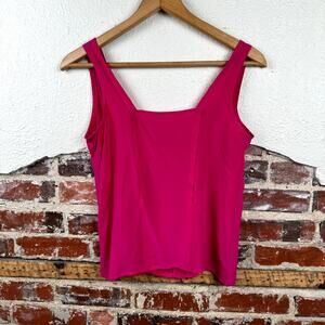 Banco Matthew Lombardi Shirt Small Hot Pink Silk Tank Top Blouse Button Detail